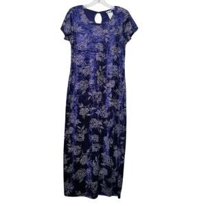 Vtg 90s Y2K DBY Purple Velvet Maxi Dress Floral Dark Romantic Grunge Goth sz 7/8